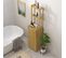 Meuble Colonne Salle De Bain Style Naturel Porte Niche 4 Étagères Bambou