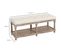 Banc à Chaussures Capitonnée Style Classique Étagère Bois Sculpté Tissu Beige