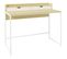 Bureau Secrétaire Style Contemporain - 2 Tiroirs, Étagère - Acier Blanc Aspect Bois Clair