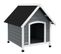 Niche Chien Design Chalet Sur Pied Plastique Noir Bois Blanc Gris