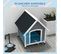 Niche Chien Design Chalet Sur Pied Plastique Noir Bois Blanc Gris