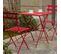 Table De Jardin Et 2 Chaises Acier Rouge