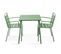 Palavas - Ensemble Table De Jardin Carrée Et 2 Fauteuils Acier Vert Cactus