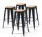 Lot De 4 Tabourets De Bar En Acier Noir Mat