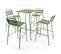 Table De Bar 70x70x105cm Et 4 Chaises Hautes 49x58x101cm, En Acier, Palavas Vert