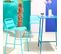 Table De Bar 70x70x105cm Et 4 Chaises Hautes 49x58x101cm, En Acier, Palavas Bleu