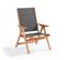 Fauteuil Relax En Bois D'eucalyptus Avec Repose-pieds Noir