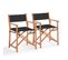 Lot De 2 Chaises Pliantes En Bois D'eucalyptus Et Textilène Noir