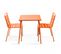 Palavas - Ensemble Table De Jardin Carrée Et 2 Chaises Acier Orange