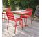 Palavas - Ensemble Table De Jardin Carrée Et 2 Chaises Métal Rouge