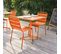 Palavas - Ensemble Table De Jardin Carrée Et 2 Chaises Métal Orange