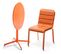 Palavas - Ensemble Table De Jardin Ronde Et 2 Chaises Métal Orange