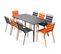 Palavas - Ensemble Table De Jardin Et 8 Chaises En Métal Gris Et Orange