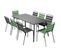 Palavas - Ensemble Table De Jardin Et 8 Chaises En Métal Gris Et Vert Cactus