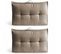 Lot 2 Coussins Palette Dossier Polyester Taupe 60x40x12 Cm