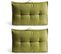 Lot 2 Coussins Palette Dossier Polyester Vert 60x40x12 Cm