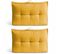 Lot 2 Coussins Palette Dossier Polyester Jaune 60x40x12 Cm