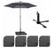 Parasol Droit Inclinable 3m Et 4 Dalles à Lester Remplissables Gris