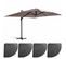 Parasol Déporté 3x4m Et 4 Dalles Lestées Aluminium Taupe