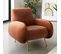 Fauteuil En Velours Vintage Terracotta