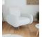 Fauteuil Vintage En Tissu Bouclette Blanc