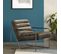 Fauteuil Capitonné En Velours Vert Gris