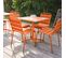 Palavas - Table Carrée 70 Cm Plateau Inclinable Et 4 Chaises Orange