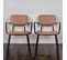 Lot De 2 Chaises Avec Accoudoirs En Textile Enduit Marron Clair