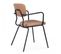 Lot De 2 Chaises Avec Accoudoirs En Textile Enduit Marron Clair