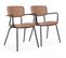 Lot De 2 Chaises Avec Accoudoirs En Textile Enduit Marron Clair