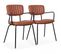 Lot De 2 Chaises Avec Accoudoirs En Textile Enduit Marron Foncé