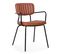 Lot De 2 Chaises Avec Accoudoirs En Textile Enduit Marron Foncé