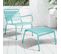 Palavas - Fauteuil De Jardin Bas Relax Acier Turquoise