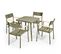 Ensemble Table De Jardin Et 4 Fauteuils En Aluminium/bois Vert Kaki