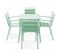 Palavas - Ensemble Table De Jardin Carrée Et 4 Fauteuils Acier Vert Sauge