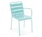 Palavas - Ensemble Table De Jardin Carrée Et 4 Fauteuils Acier Turquoise