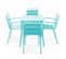 Palavas - Ensemble Table De Jardin Carrée Et 4 Fauteuils Acier Turquoise