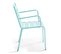 Palavas - Ensemble Table De Jardin Carrée Et 4 Fauteuils Acier Turquoise