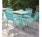 Palavas - Ensemble Table De Jardin Et 4 Fauteuils En Métal Turquoise