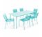 Palavas - Ensemble Table De Jardin Et 6 Chaises En Métal Turquoise