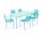 Palavas - Ensemble Table De Jardin Et 6 Fauteuils En Métal Turquoise