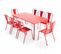 Palavas - Ensemble Table De Jardin Et 8 Chaises Bistrot En Acier Rouge