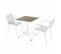 Ensemble Table De Terrasse Marbre Beige Et 2 Fauteuils Blanc