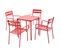 Ensemble Table De Terrasse 70cm Et 4 Fauteuils Rouge Foncé