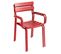 Ensemble Table De Terrasse 70cm Et 4 Fauteuils Rouge Foncé