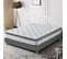 Ensemble matelas mousse 90 x 190 cm - Accueil mémoire de forme + sommier à contour tissu gris clair