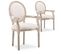 Lot De 2 Fauteuils Médaillon Louis Xvi Tissu Beige