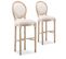 Lot De 2 Chaises De Bar Médaillon Louis Xvi Tissu Beige