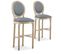 Lot De 2 Chaises De Bar Médaillon Louis Xvi Tissu Gris