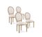 Lot De 4 Chaises Médaillon Capitonnées Louis Xvi Tissu Beige